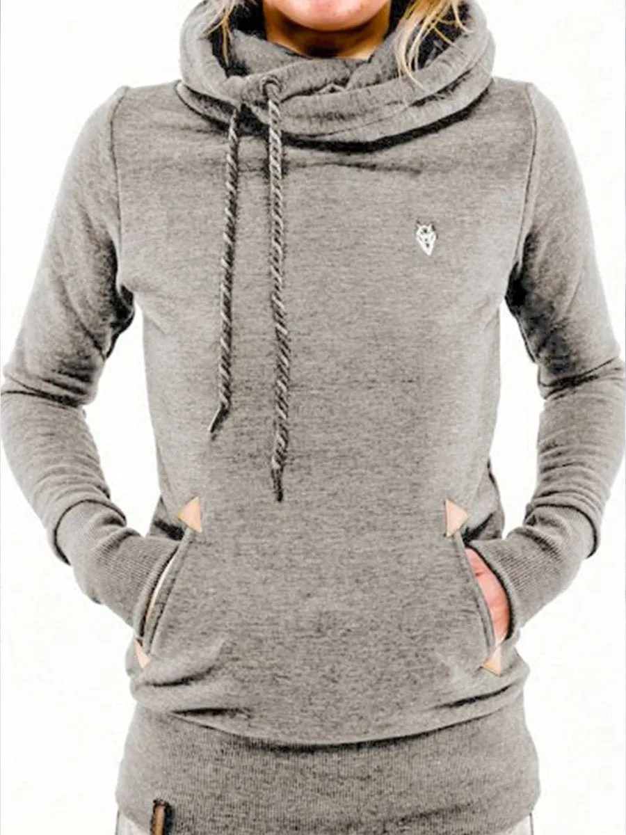 Fashion Hooded Long Sleeve Pocket Embroidery Hooded Fleece Sweatshirt