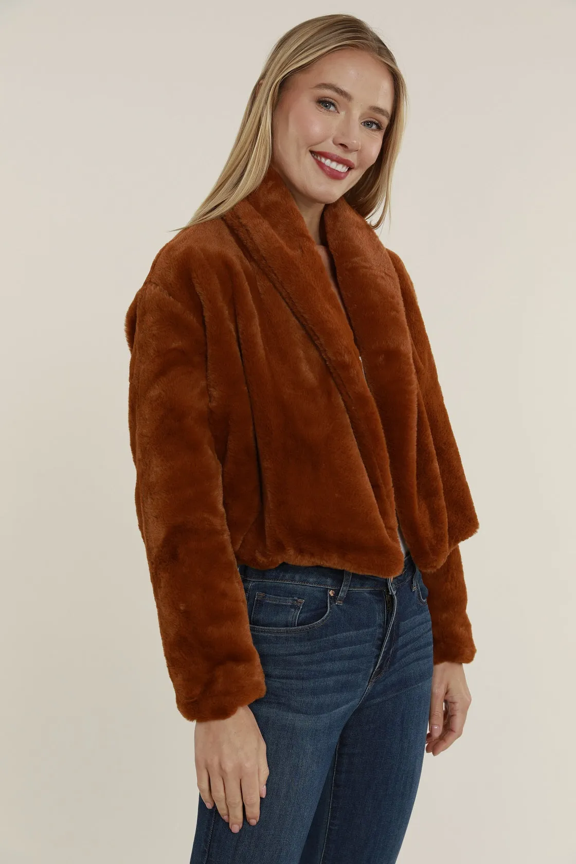 Faux Fur Shawl Collar Jacket