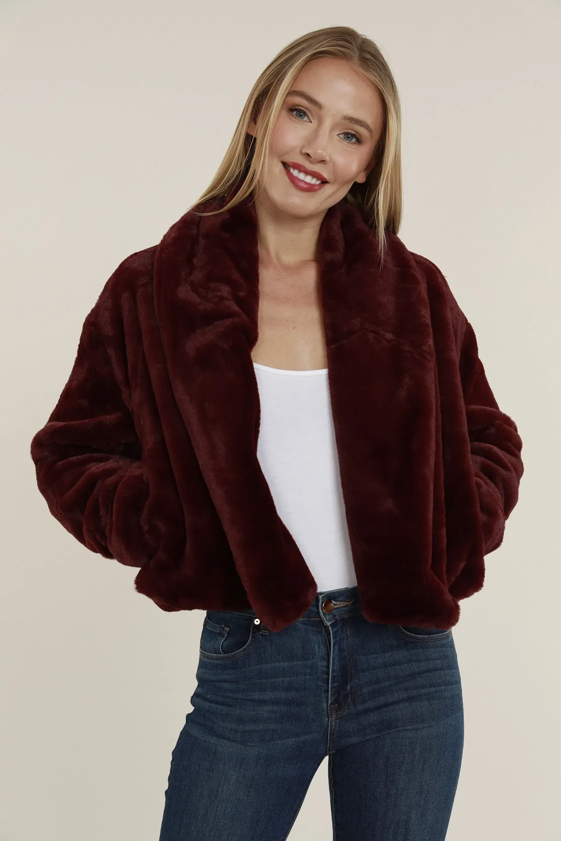 Faux Fur Shawl Collar Jacket