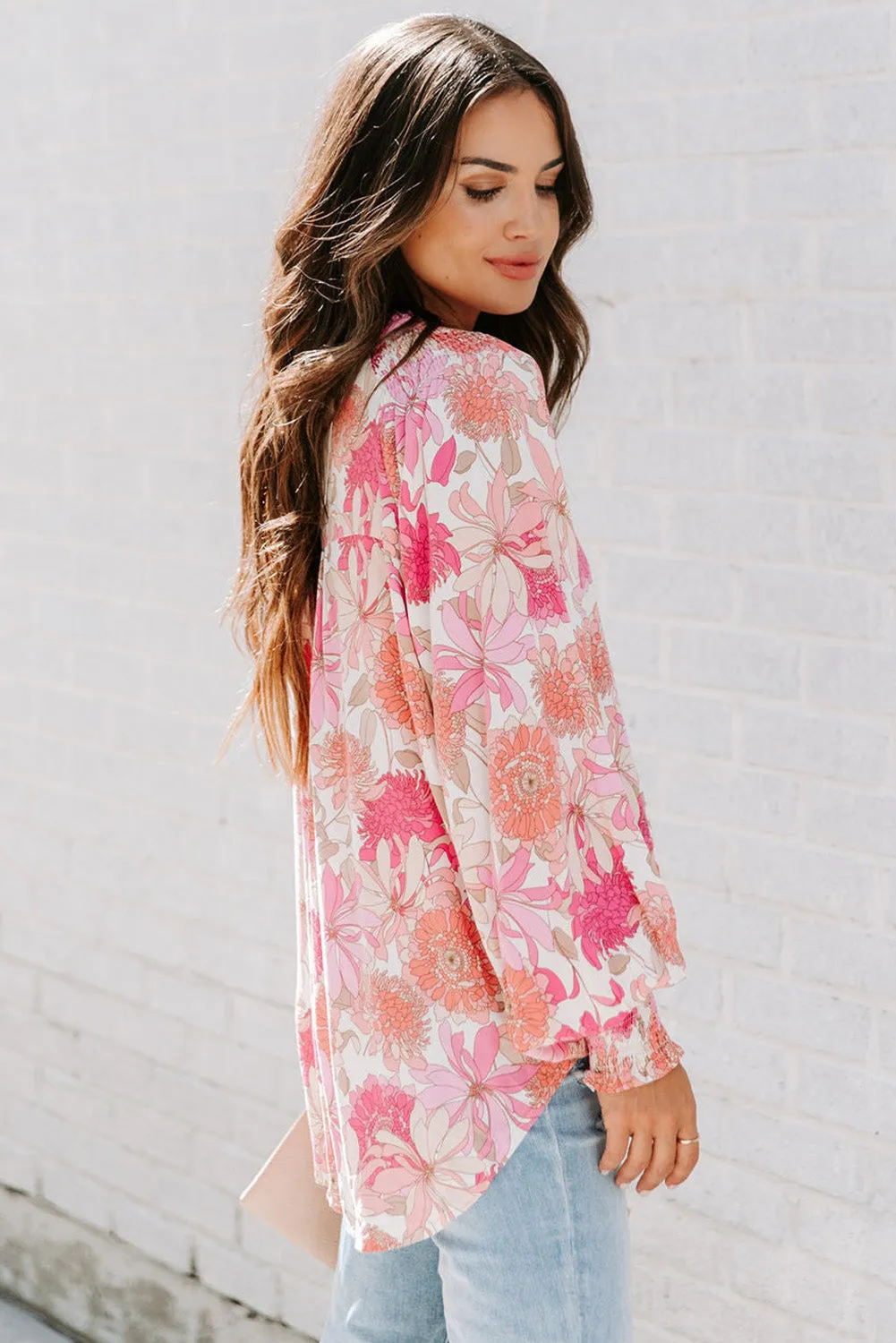 Floral Balloon Sleeves Blouse