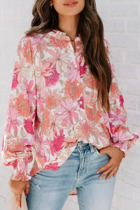 Floral Balloon Sleeves Blouse