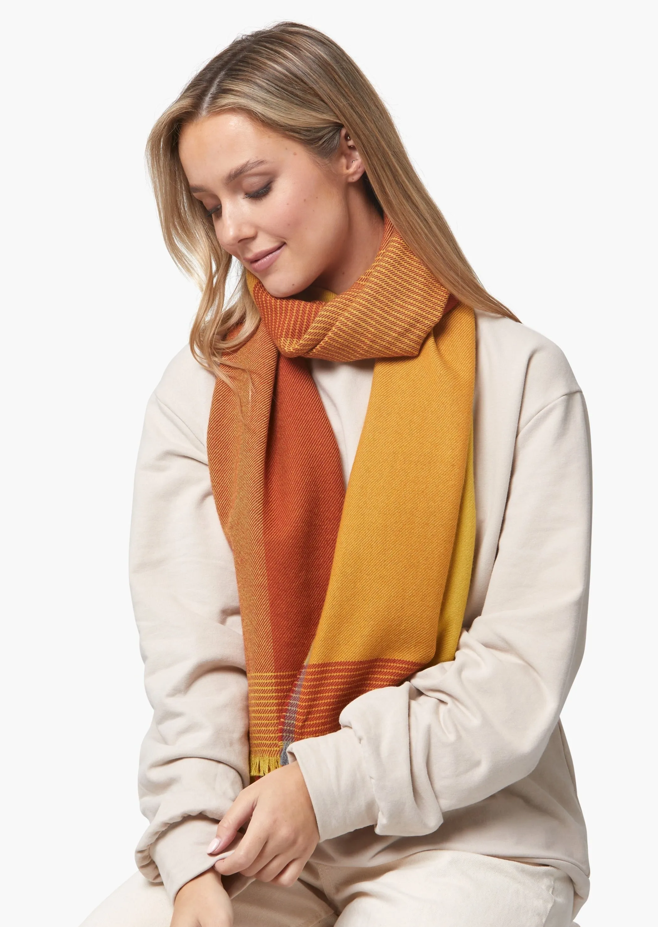 Foxford Giant Merino Scarf | Yellow Ochre