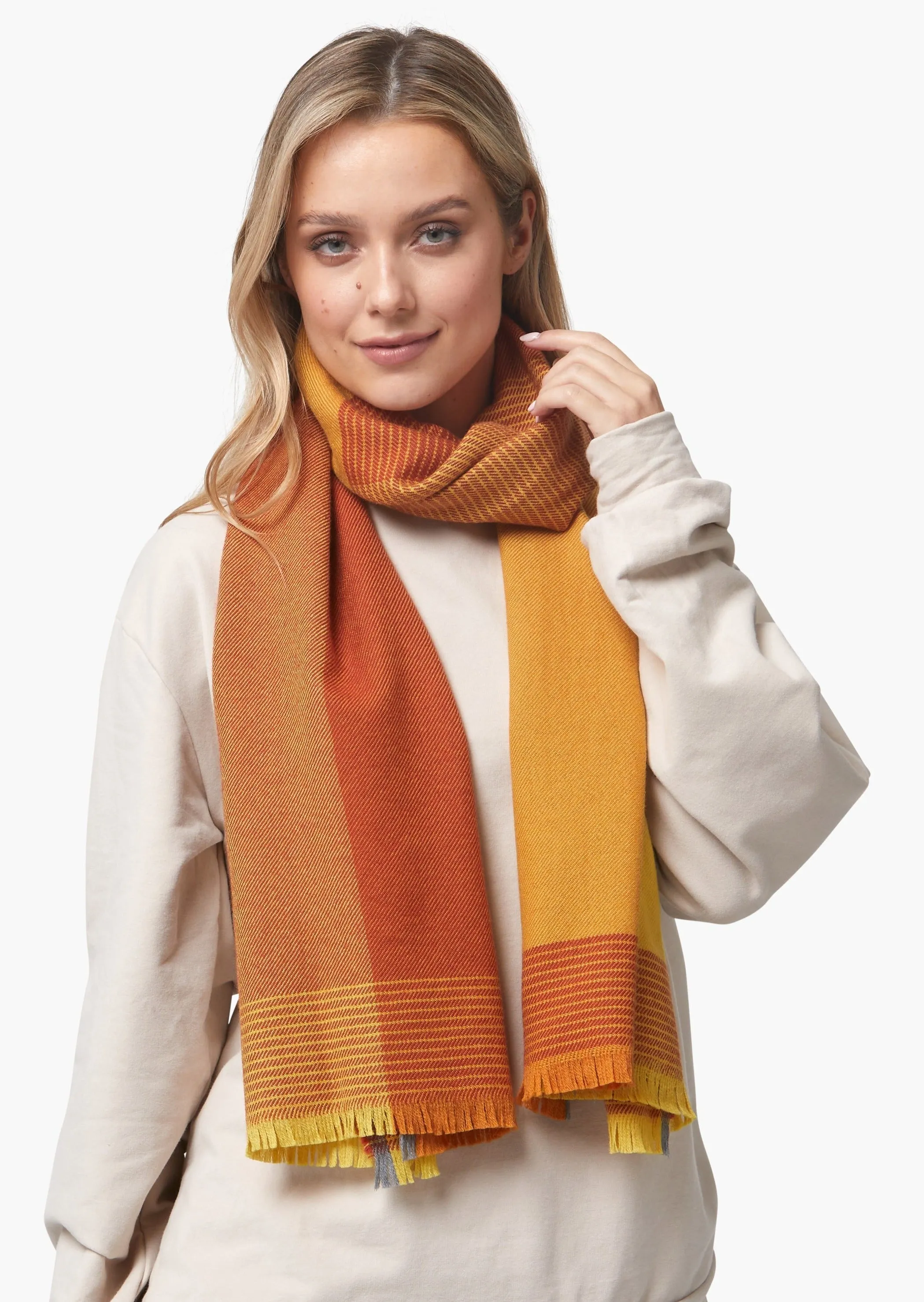 Foxford Giant Merino Scarf | Yellow Ochre