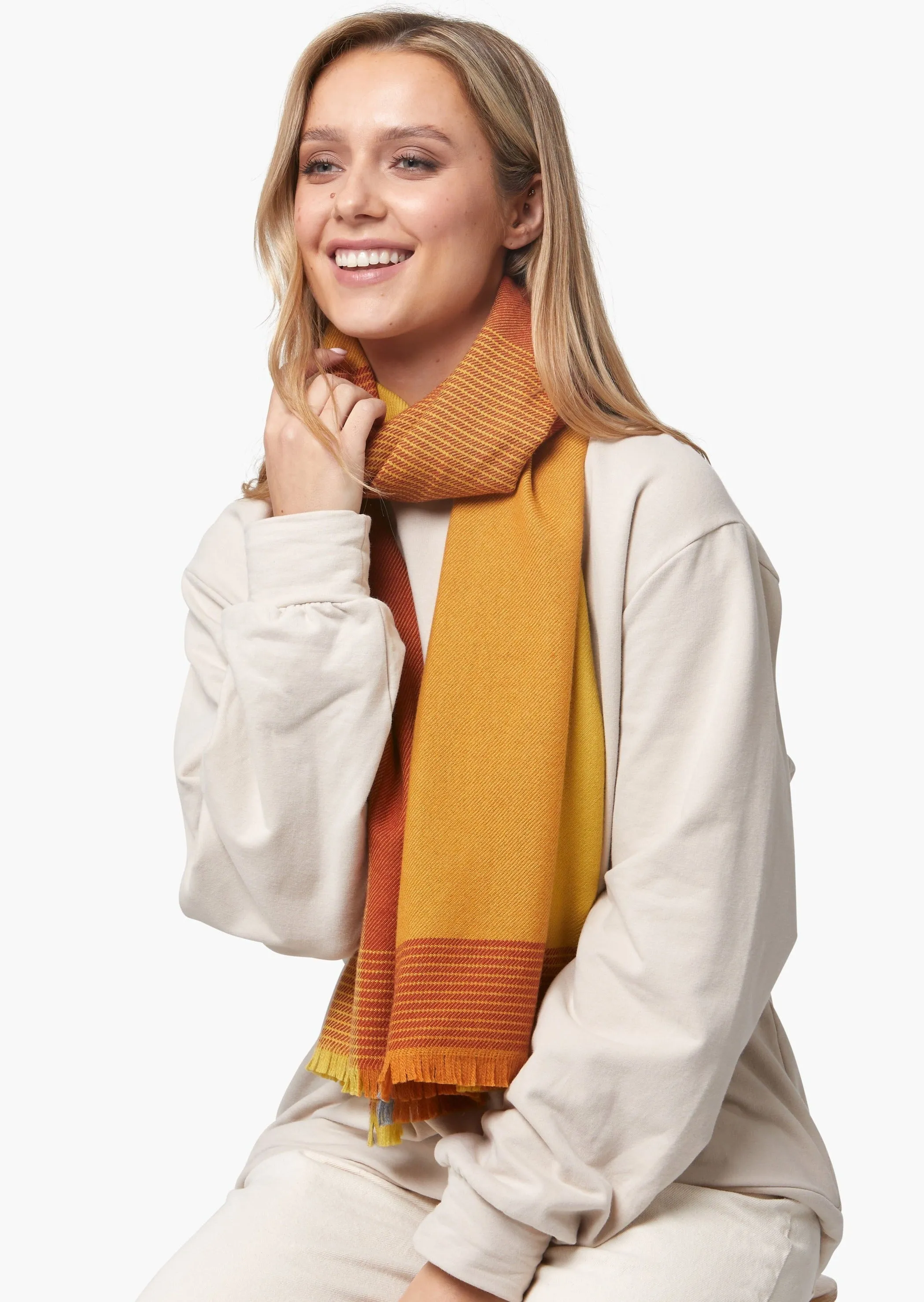 Foxford Giant Merino Scarf | Yellow Ochre