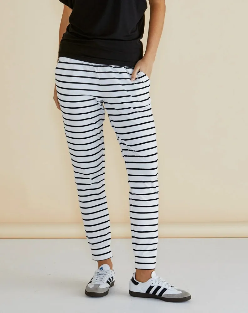 Heidi Pant - White/Black Stripe