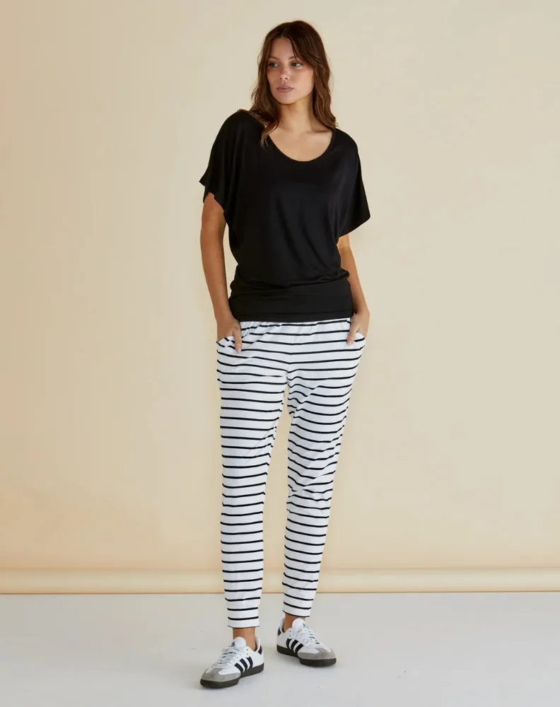 Heidi Pant - White/Black Stripe