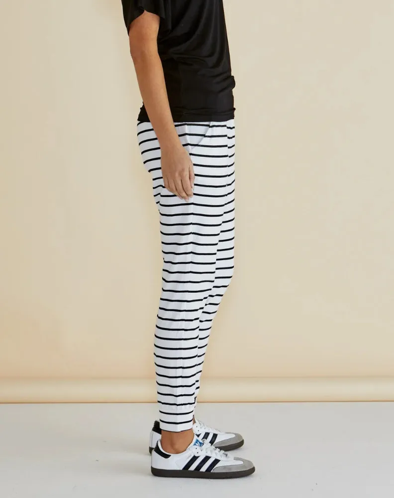 Heidi Pant - White/Black Stripe