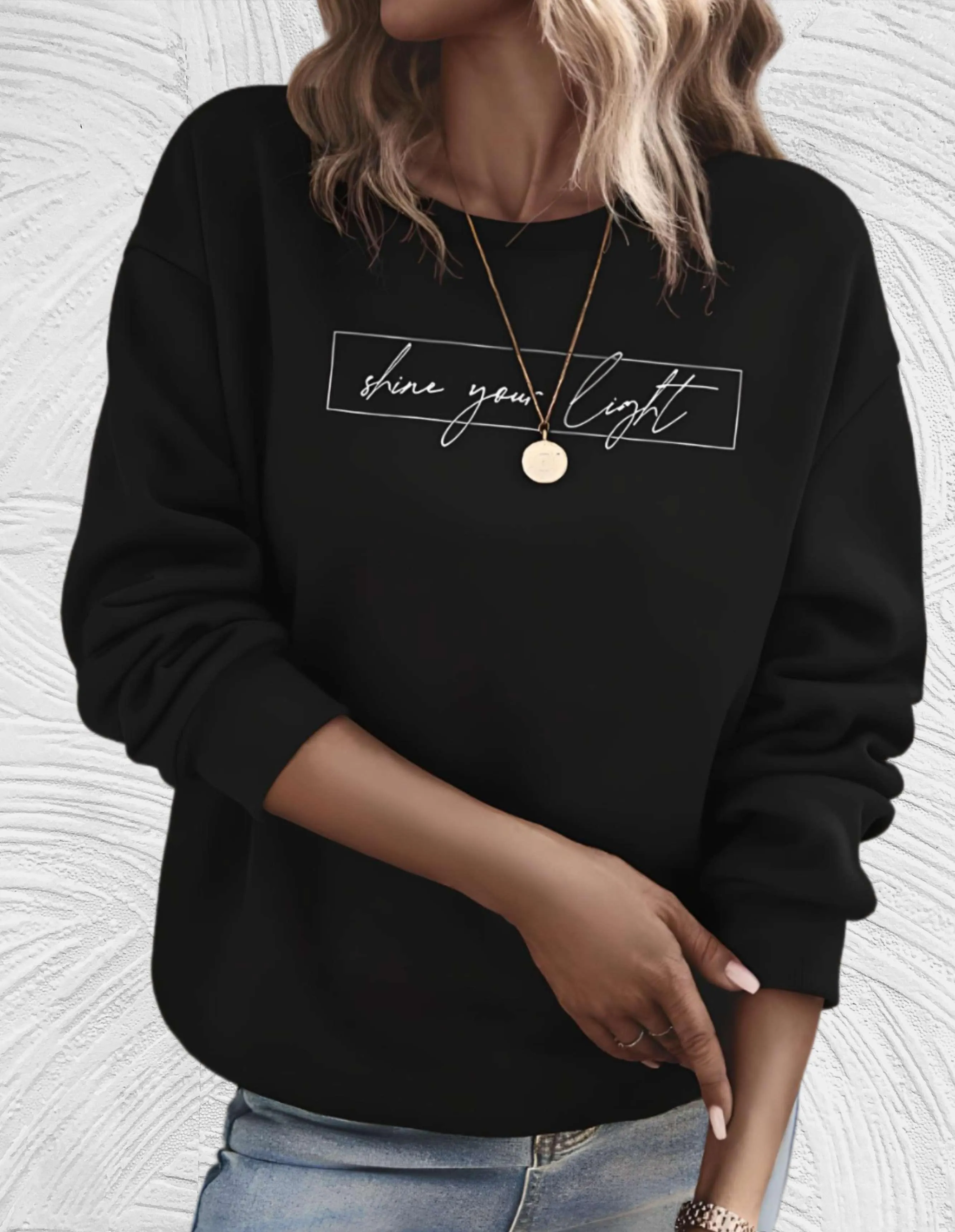 Ivyshape | Casual Sweater with Inscription