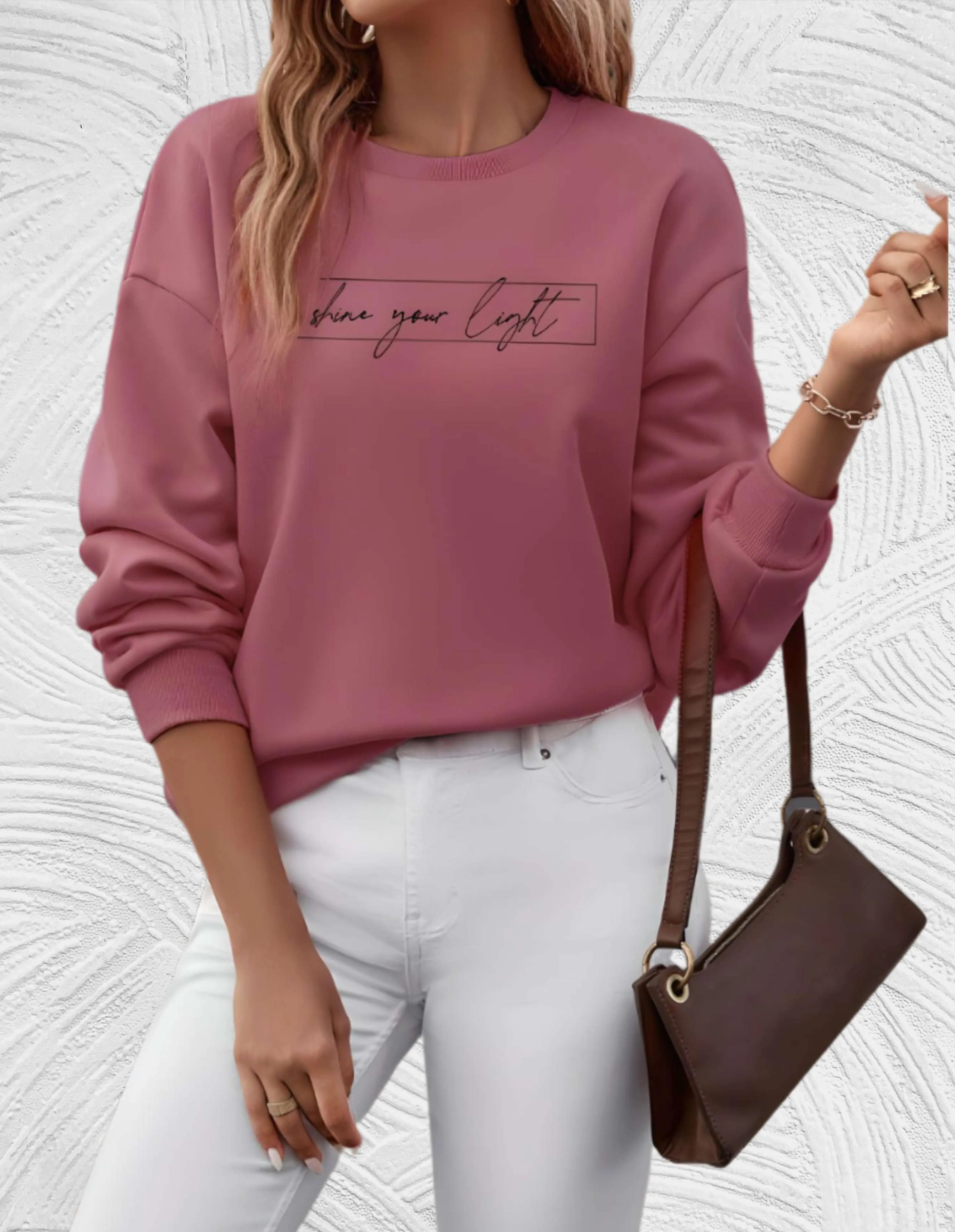 Ivyshape | Casual Sweater with Inscription