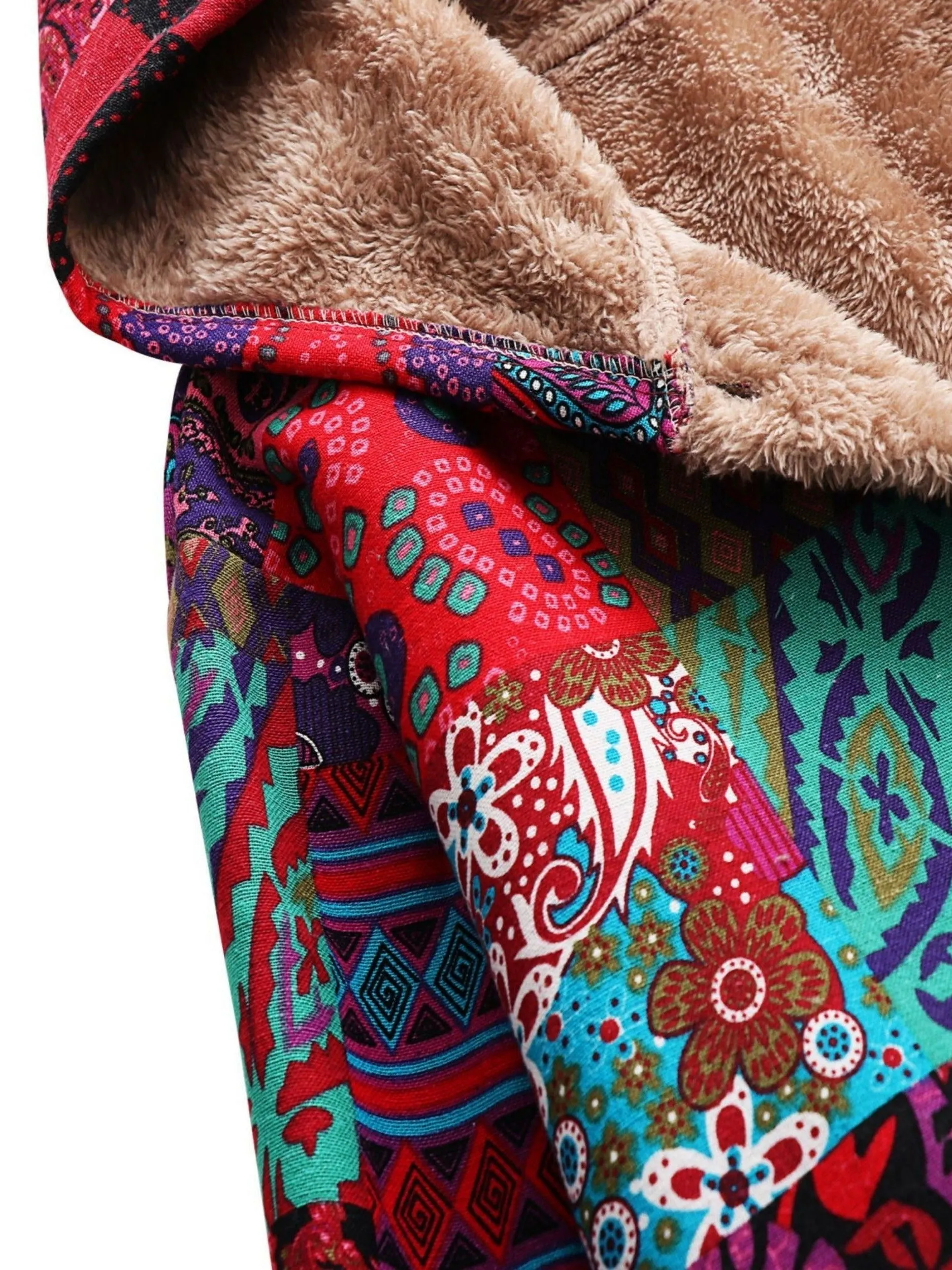 Ivyshape | Cozy Floral Hooded Fleece Coat