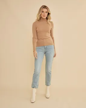 June Merino Knit High Neck Top - Taupe