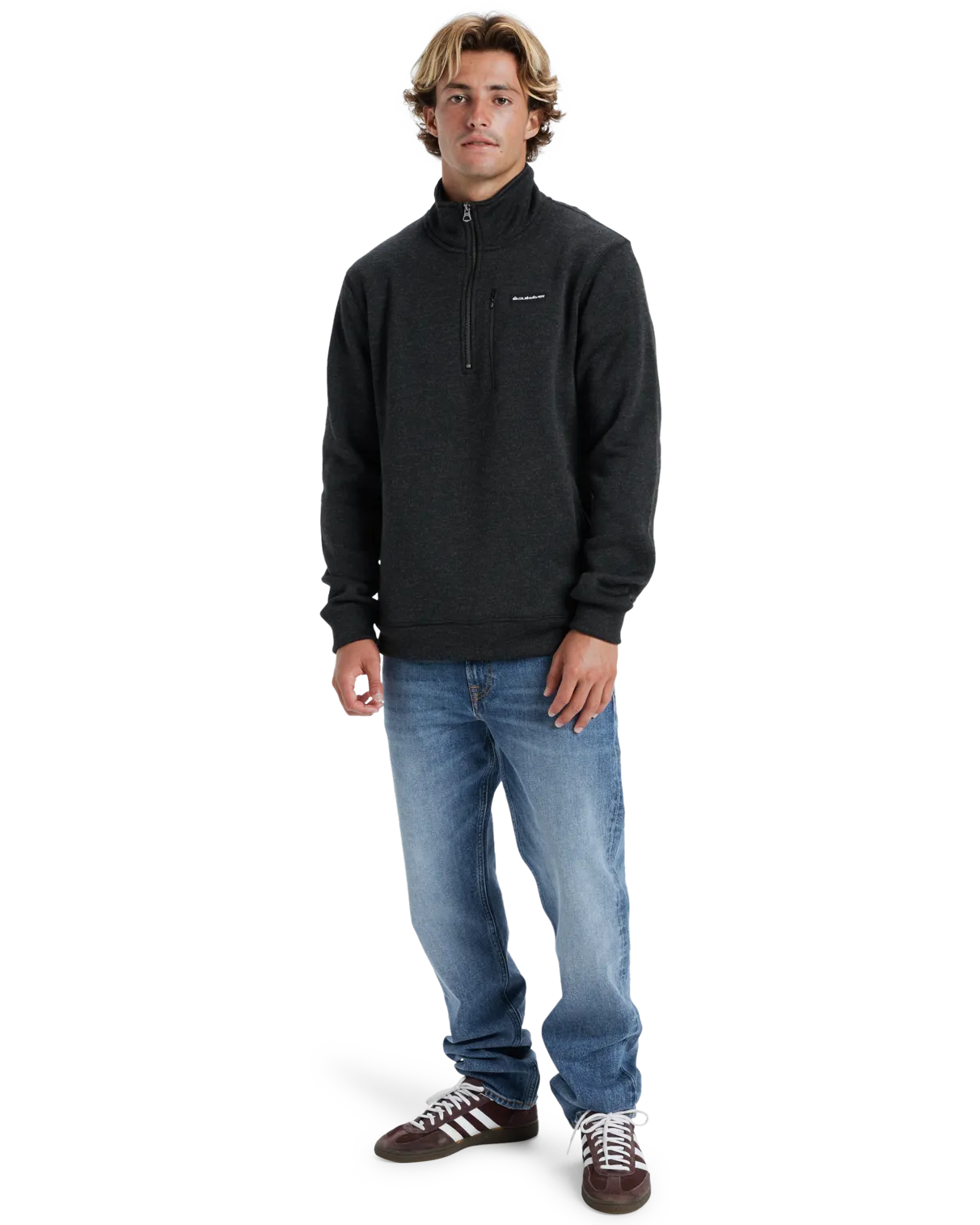 Keller 1/4 Zip Sweatshirt in Black Heather