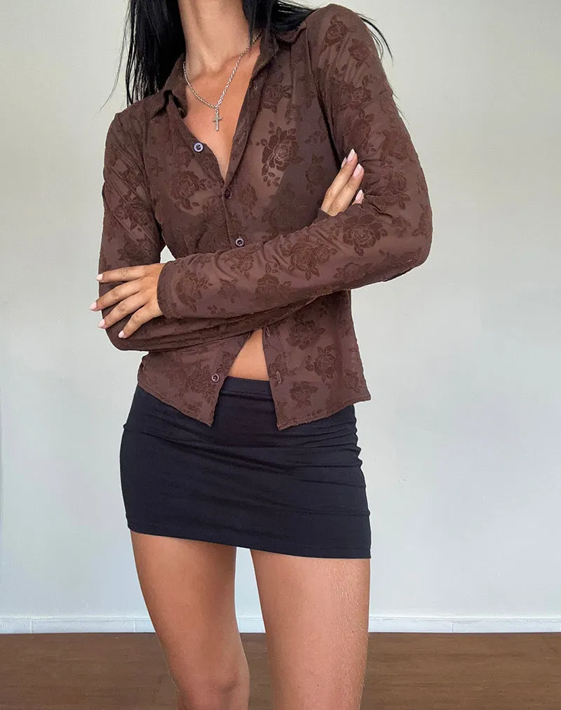 Kenila Romantic Rose Shirt in Flock Brown