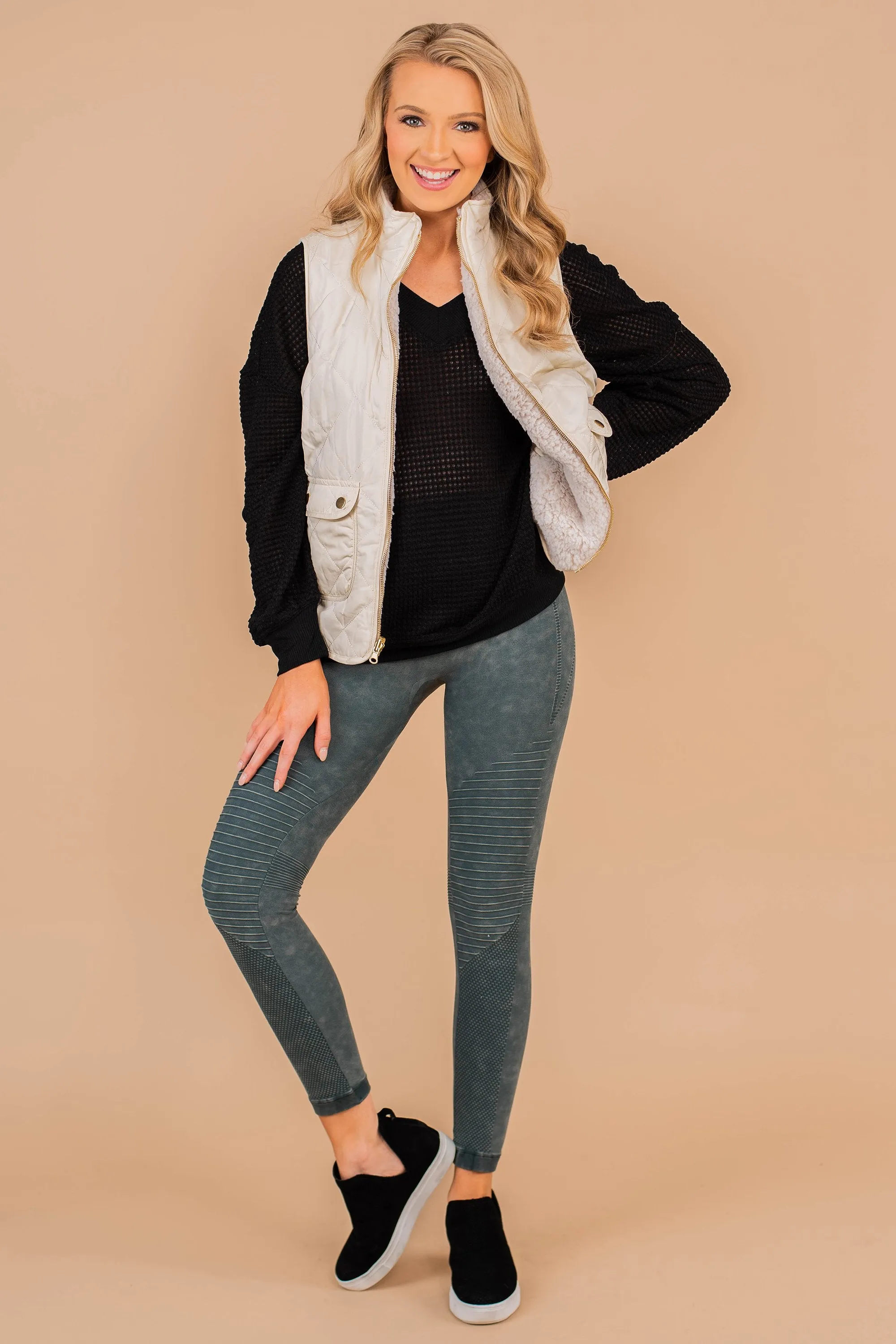 Lazy Days Army Green Moto Leggings