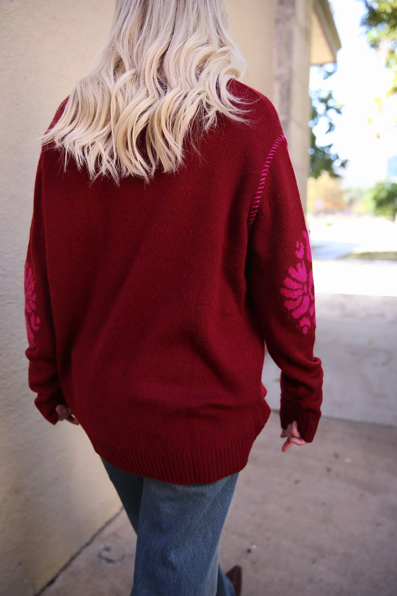 Lerma Forest Merino Wool/Cashmere Pullover Dark Red