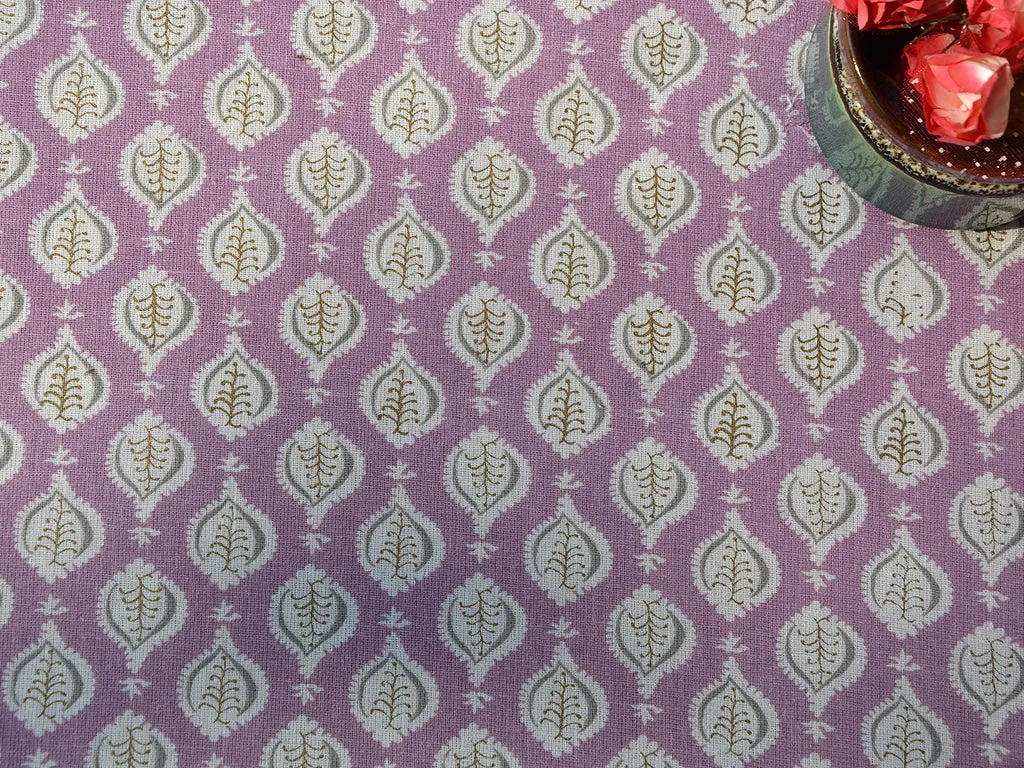 Light Voilet Motifs 100% Pure Cotton Fabric