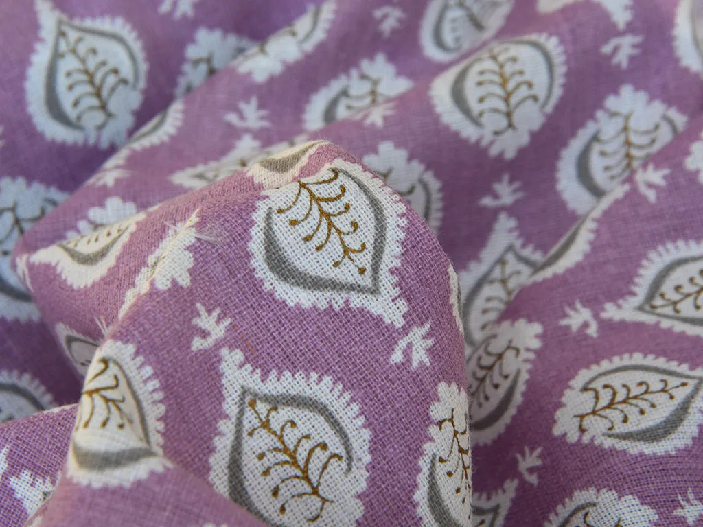 Light Voilet Motifs 100% Pure Cotton Fabric