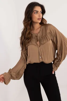 Long Sleeved Ruffle Blouse Shirt Top by Och Bella