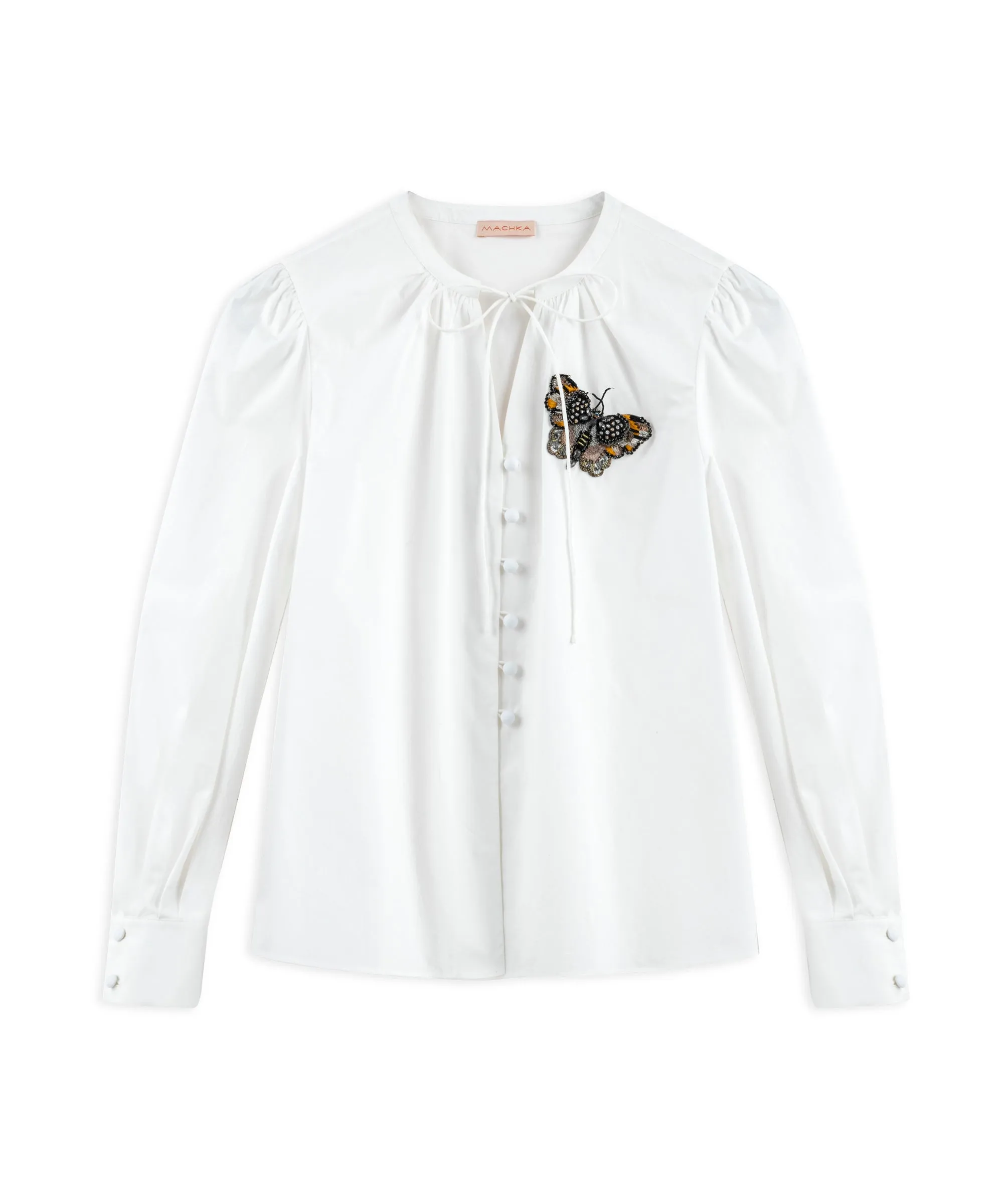 Machka Butterfly Embroidered Shirt Ecru