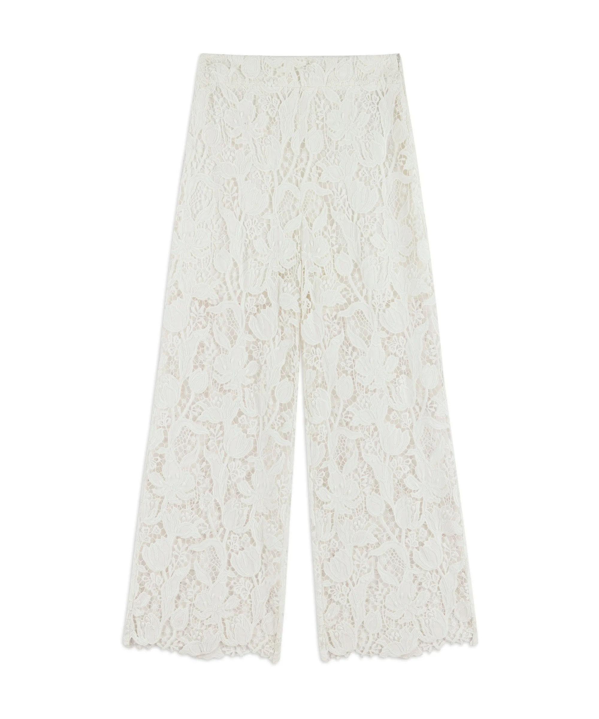 Machka Straight Fit Scallop Trousers White