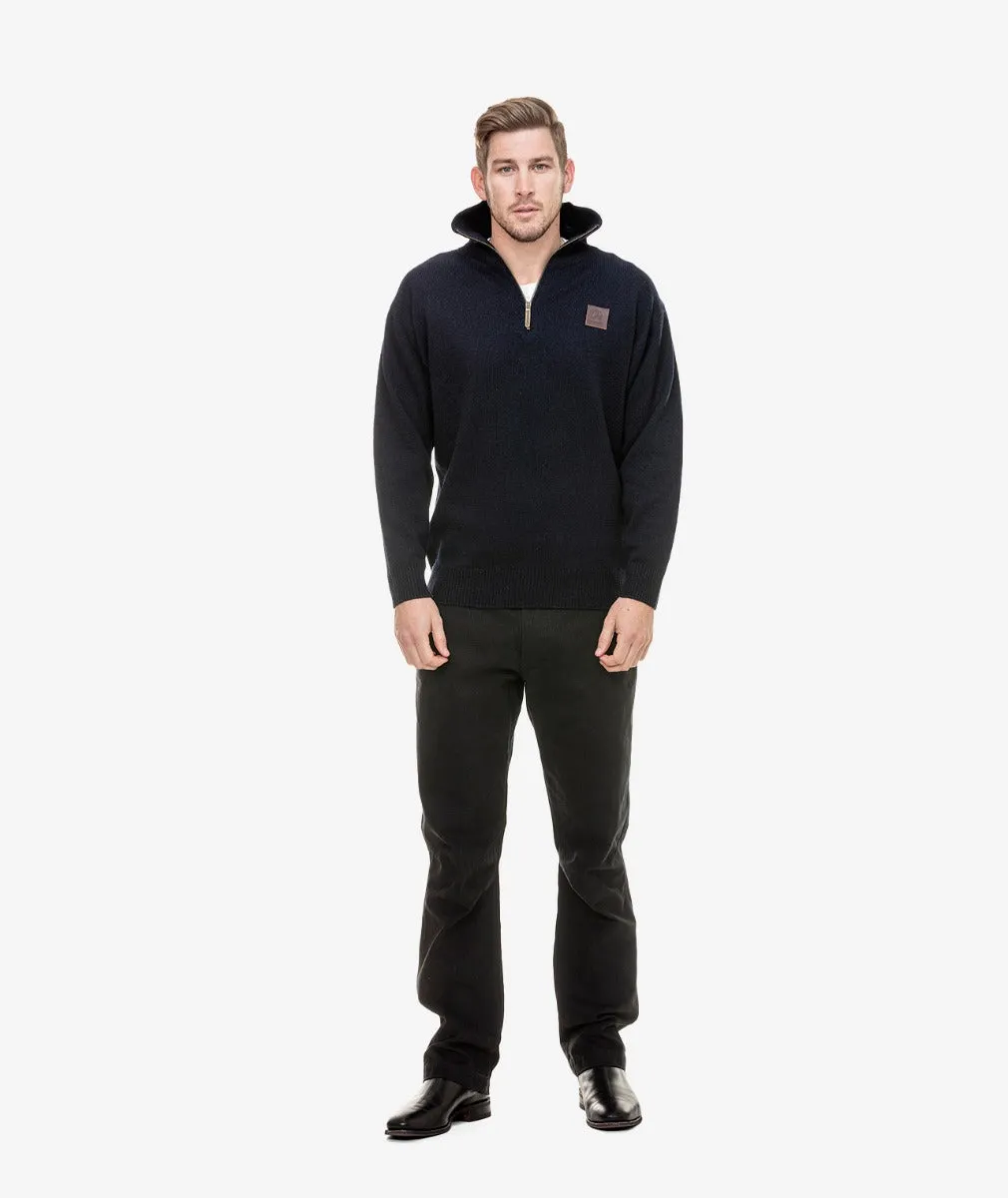 Mariner Zip Neck Wool Sweater - Navy