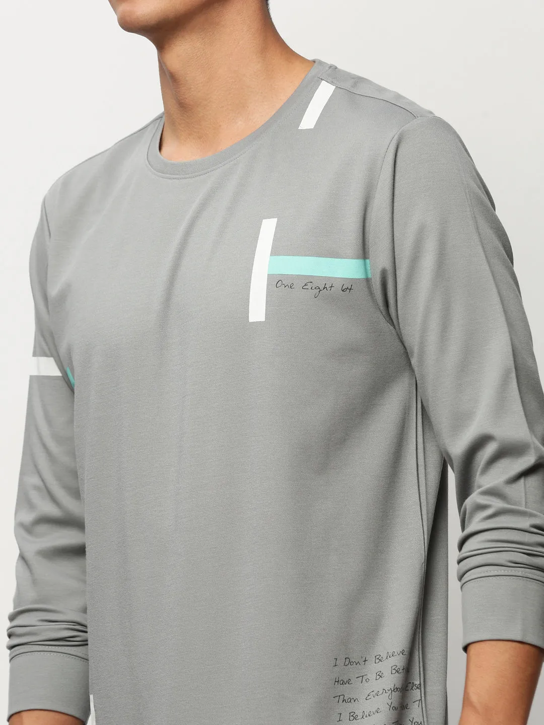 Men Grey Graphics Casual Sweatshirts