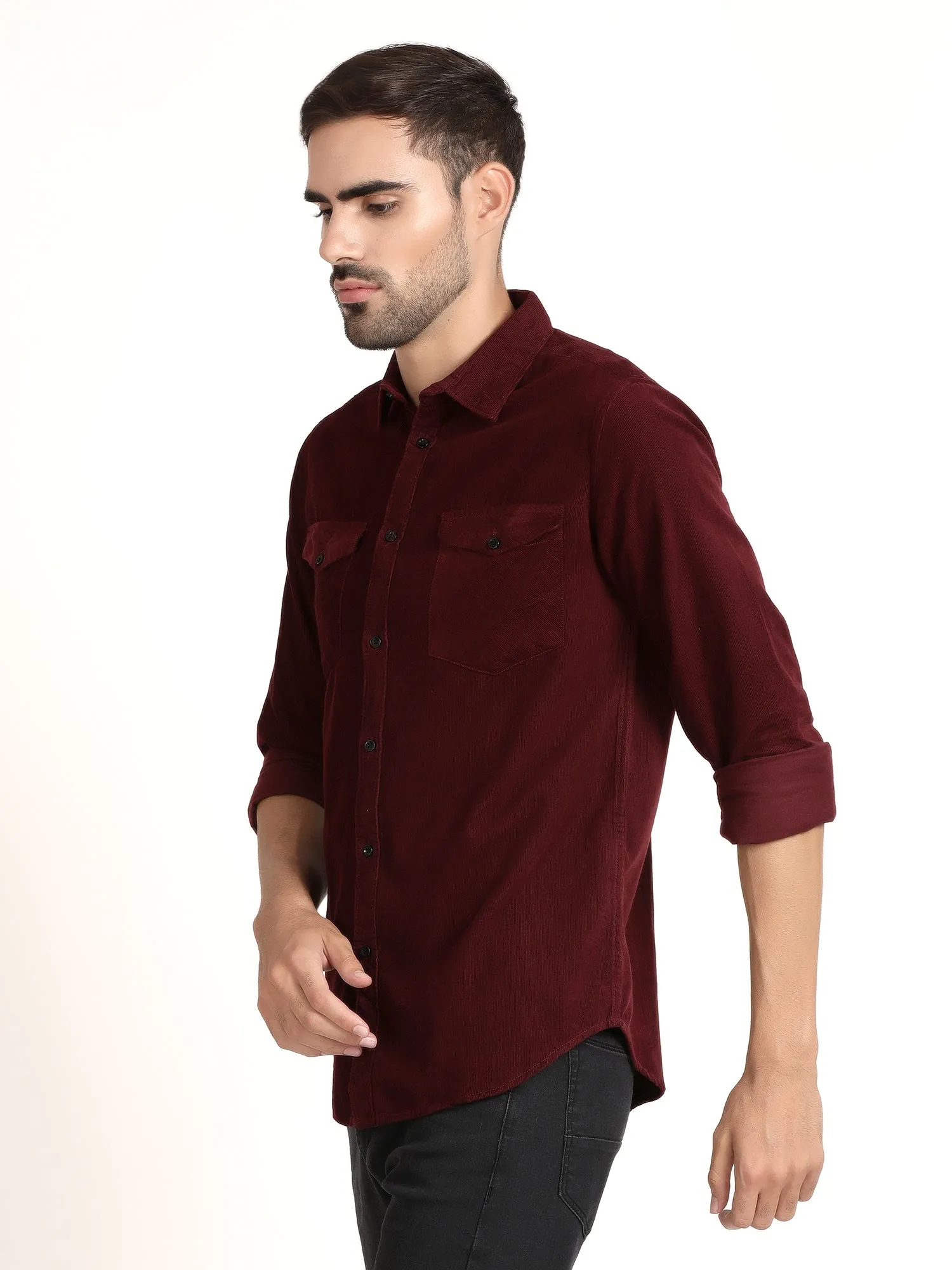 Men Maroon Solid Formal Shirt (GBRJ6020)