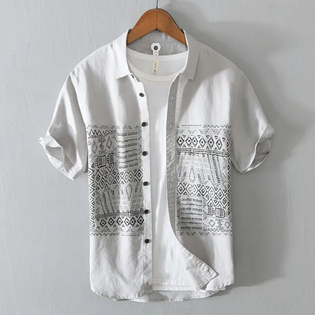 Men's Casual Linen Short Sleeve Shirts