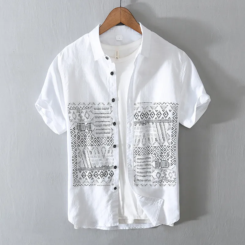 Men's Casual Linen Short Sleeve Shirts