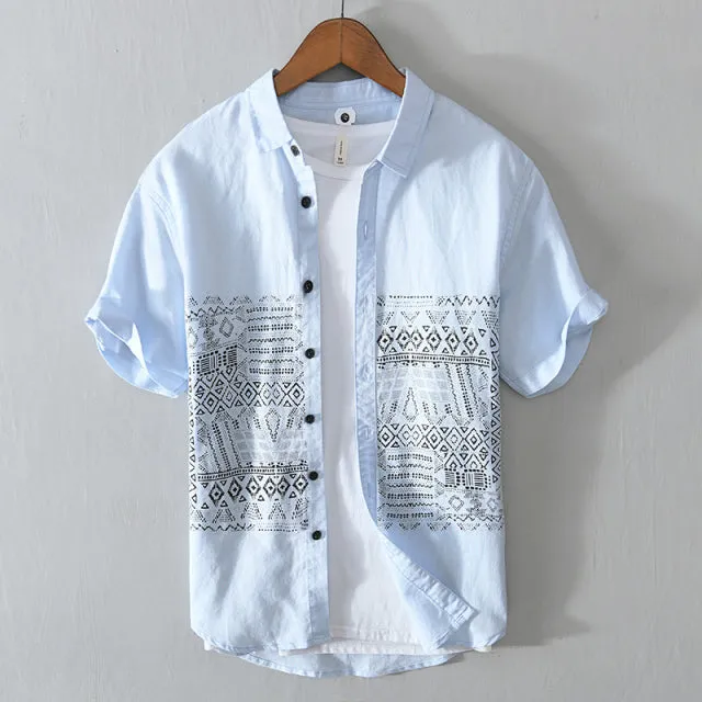 Men's Casual Linen Short Sleeve Shirts