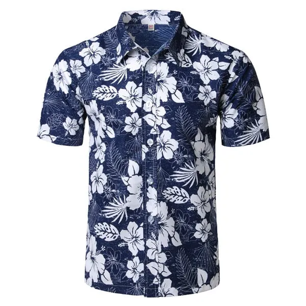 Mens Summer Beach Hawaiian Short Sleeve Floral Shirt