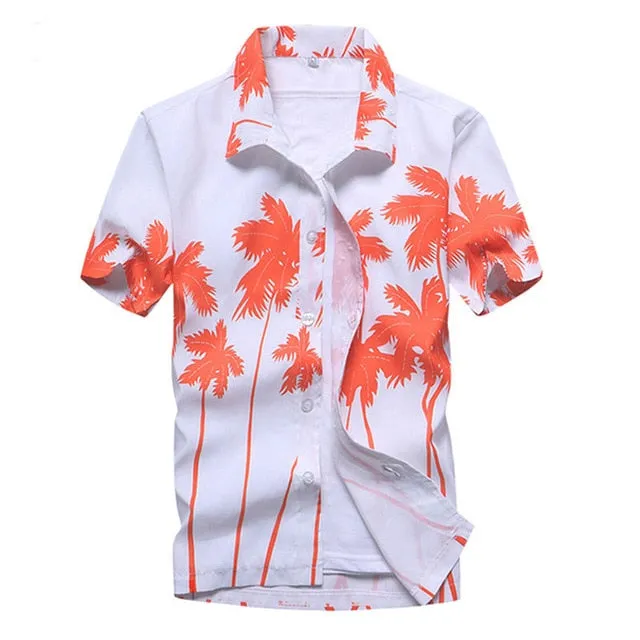 Mens Summer Beach Hawaiian Short Sleeve Floral Shirt