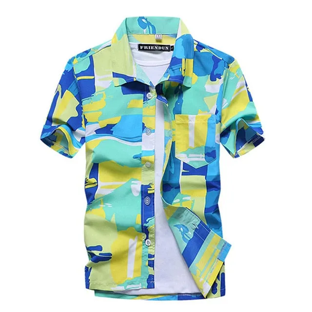 Mens Summer Beach Hawaiian Short Sleeve Floral Shirt