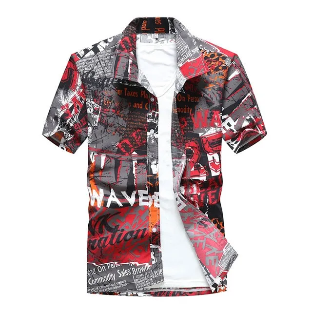 Mens Summer Beach Hawaiian Short Sleeve Floral Shirt