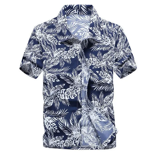 Mens Summer Beach Hawaiian Short Sleeve Floral Shirt