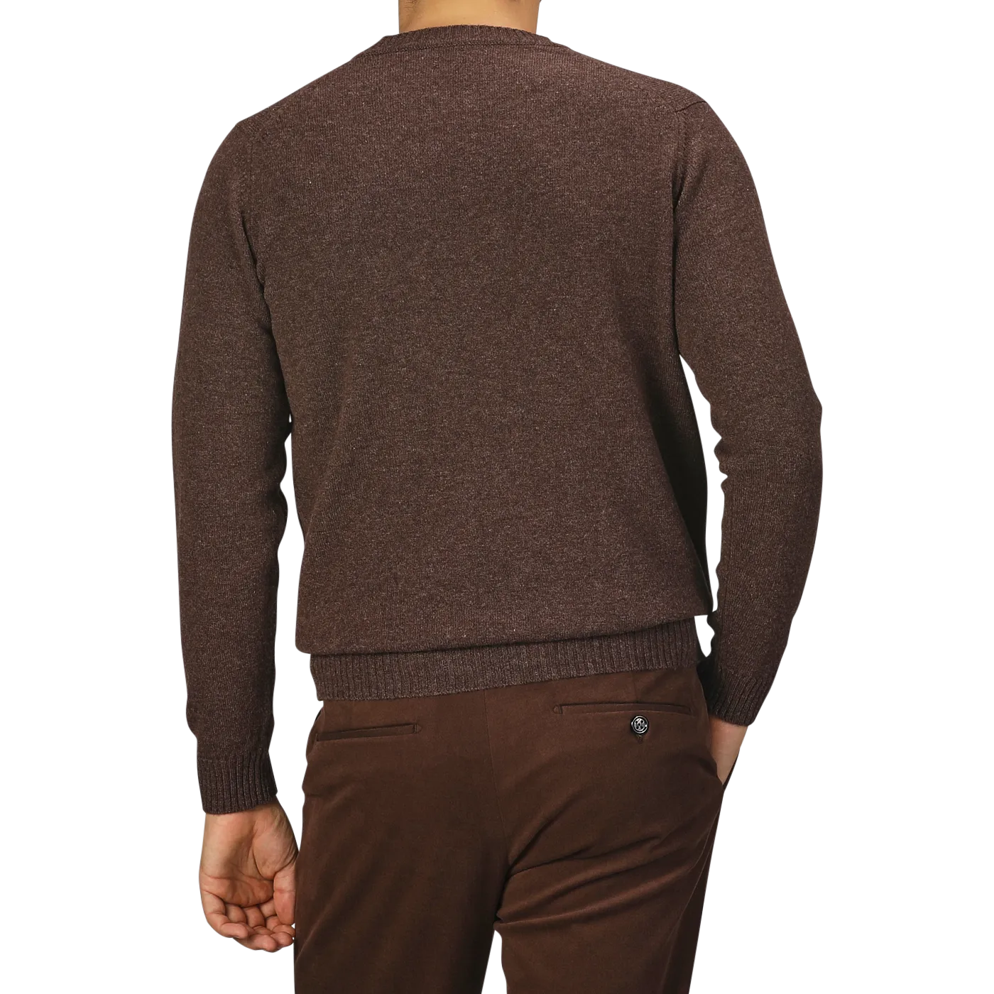 Mocha Brown Crew Neck Lambswool Sweater