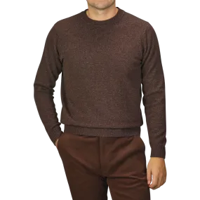 Mocha Brown Crew Neck Lambswool Sweater