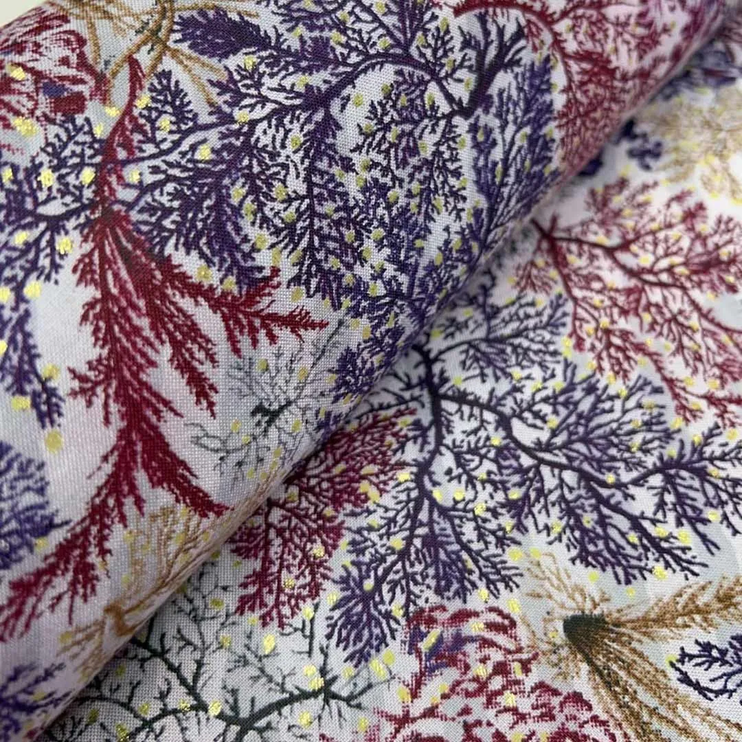 Multicolor Floral Printed Rayon Foil Fabric