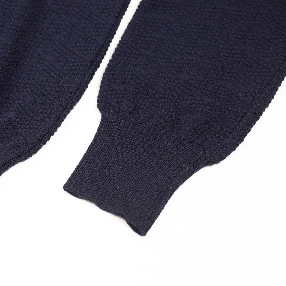 Navy rollneck extrafine merino wool sweater, diamond pattern