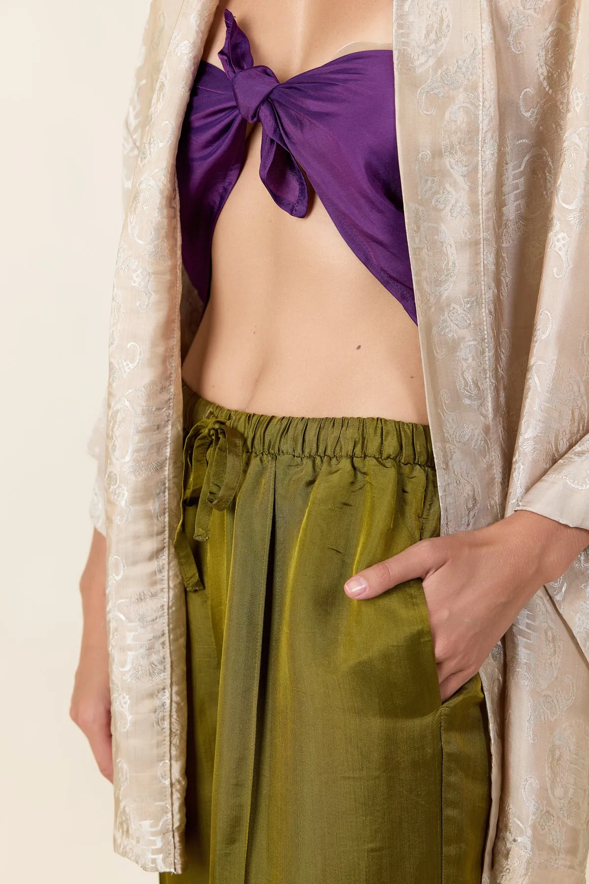 Olive Relaxed Silk Pants