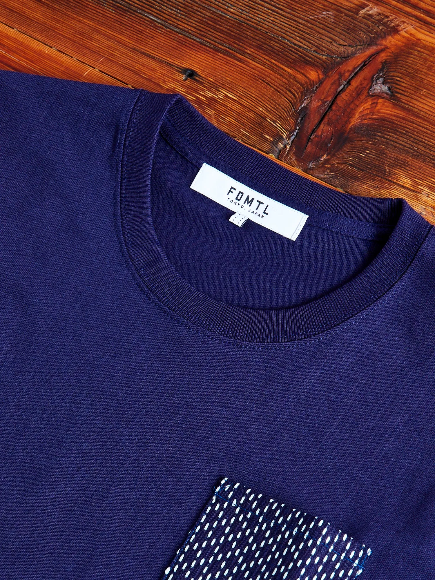 Origami Pocket T-Shirt in Stitched Indigo