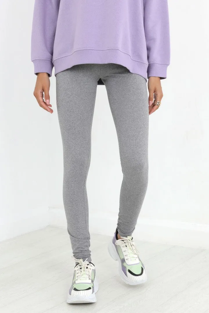 PLAIN GREY MARL STRETCHY LEGGINGS