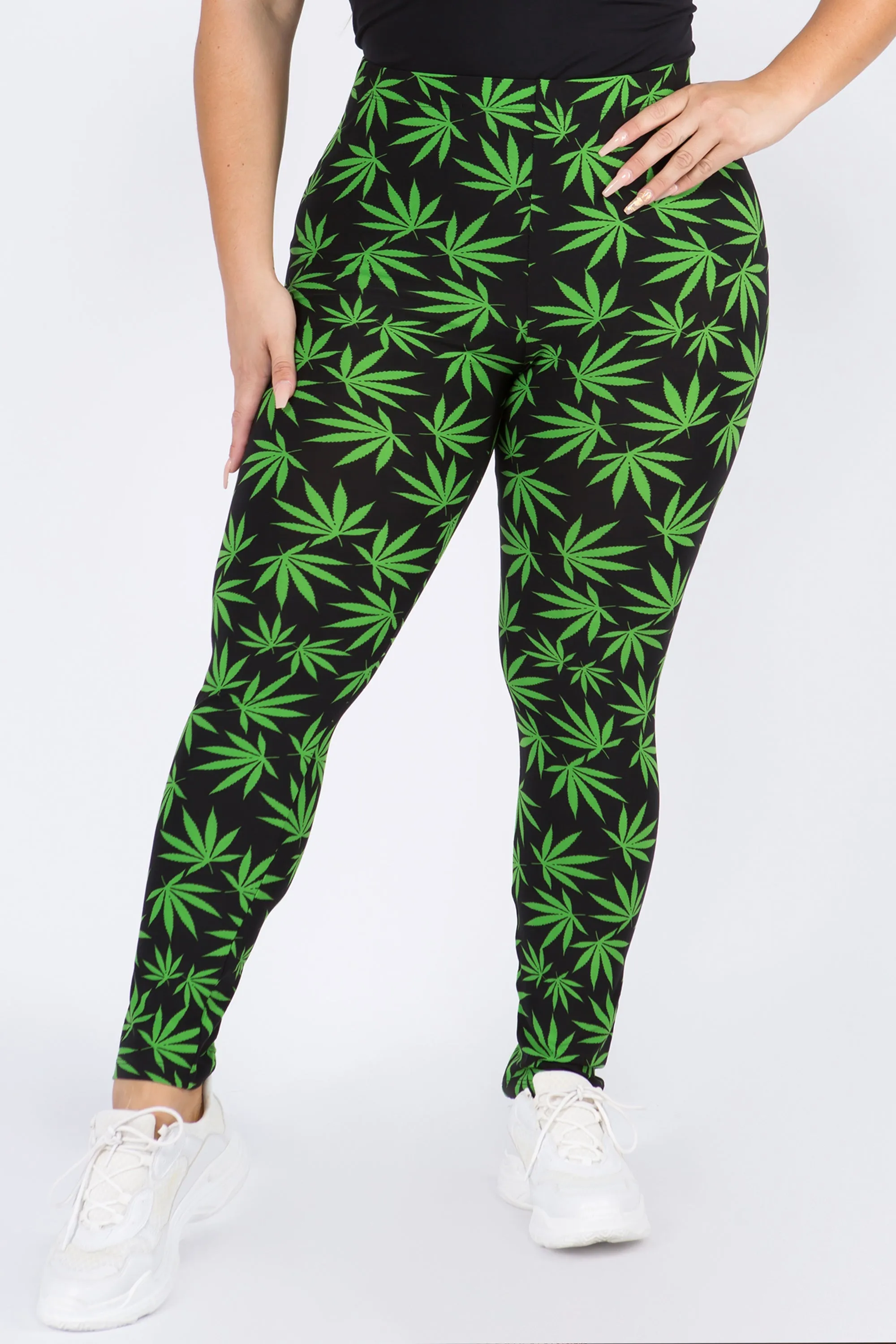 Plus Size Colorful Mary J Marijuana Leaf Print Leggings