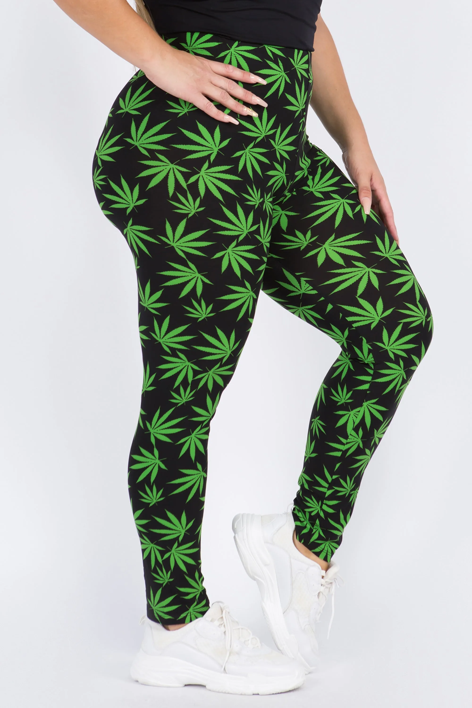 Plus Size Colorful Mary J Marijuana Leaf Print Leggings