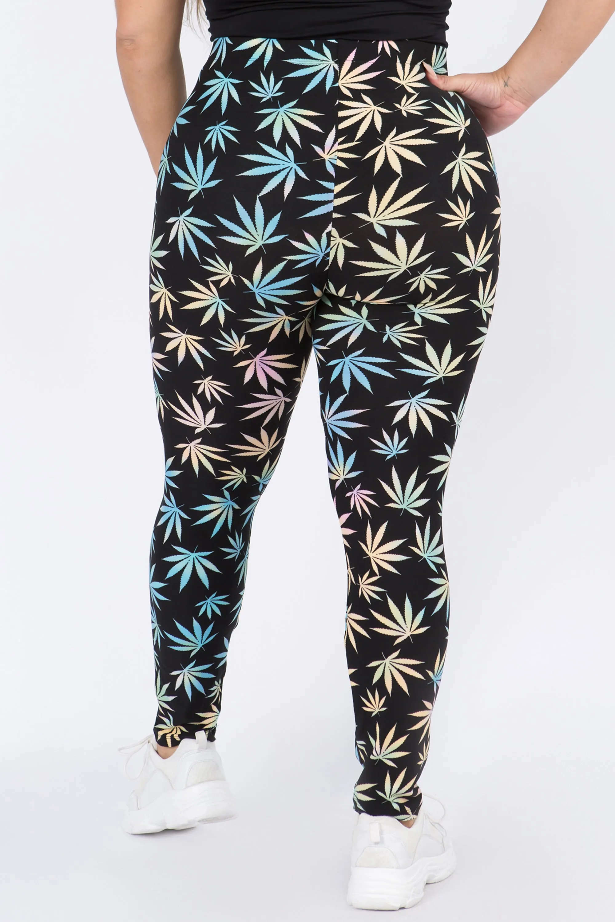 Plus Size Colorful Mary J Marijuana Leaf Print Leggings