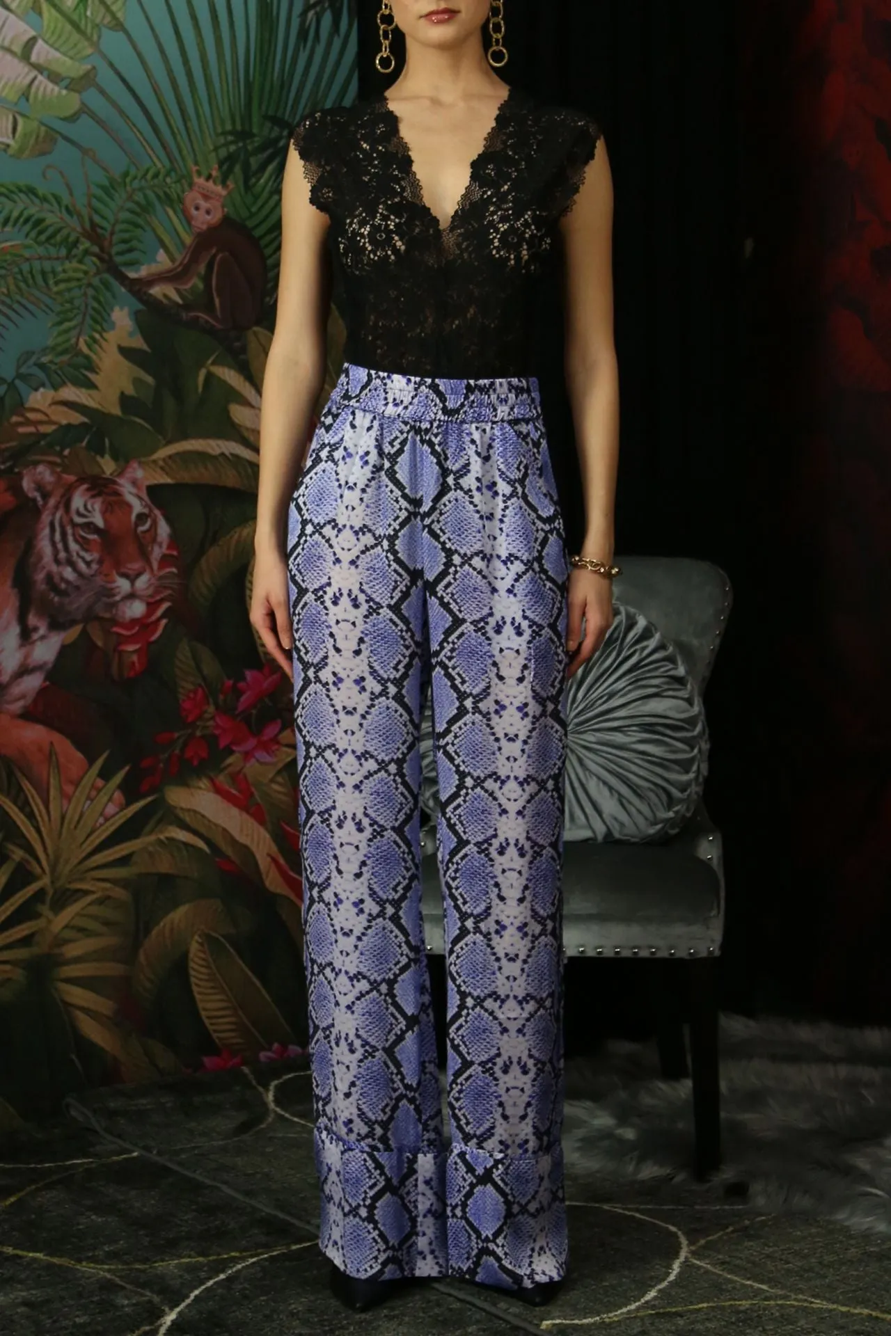 Purple Snake Print Pants