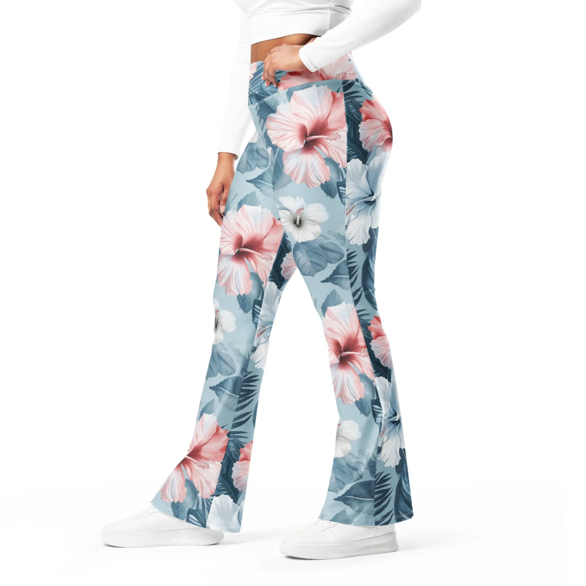 Recycled Flare leggings - Summer Hibiscus