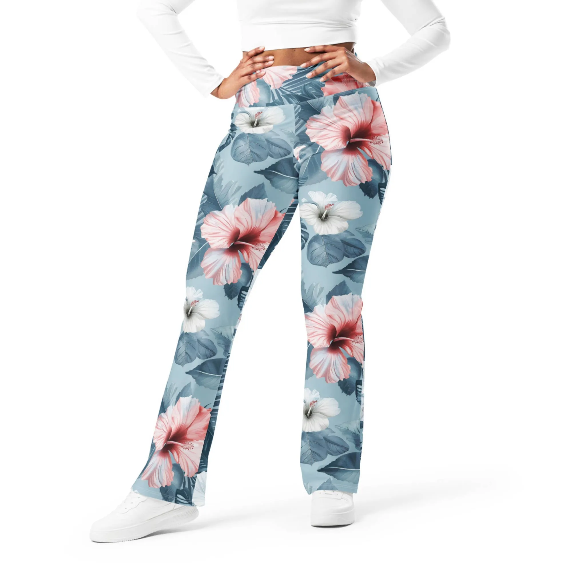 Recycled Flare leggings - Summer Hibiscus