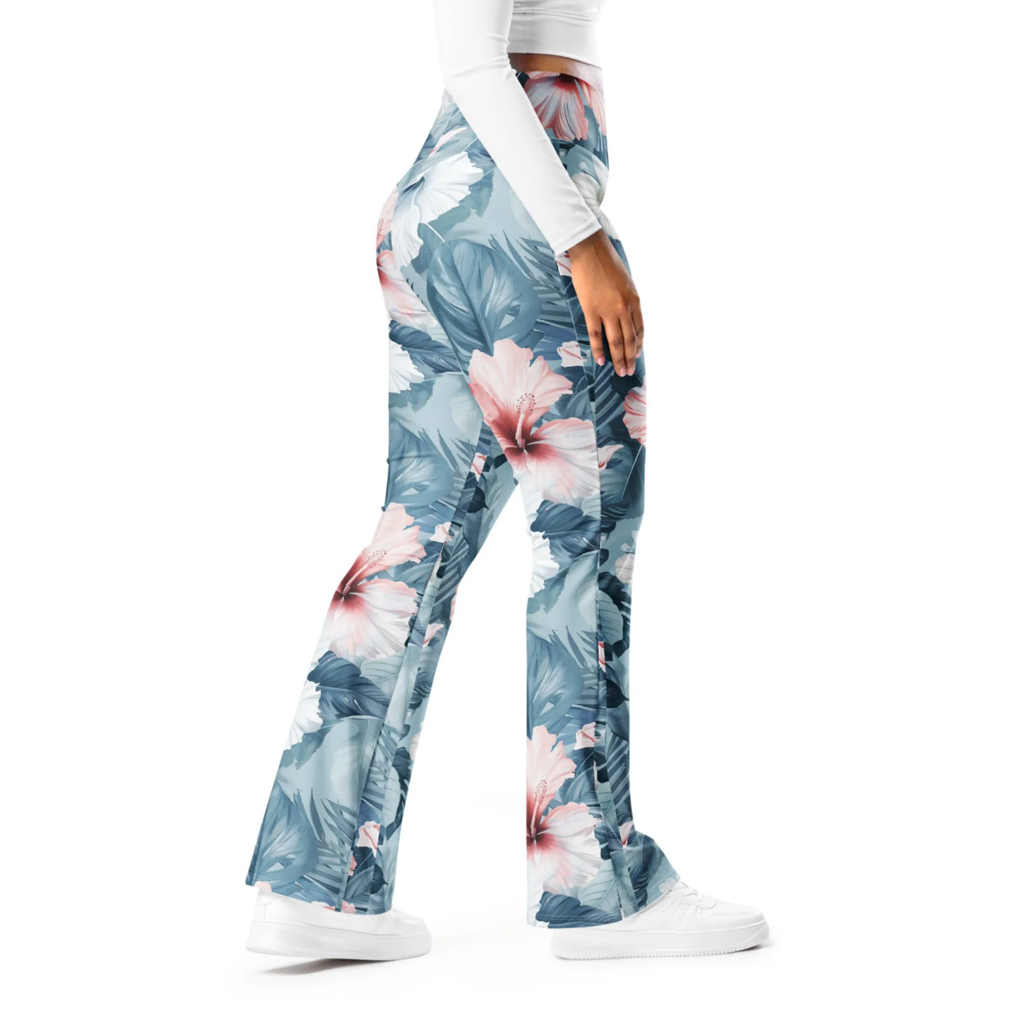 Recycled Flare leggings - Summer Hibiscus