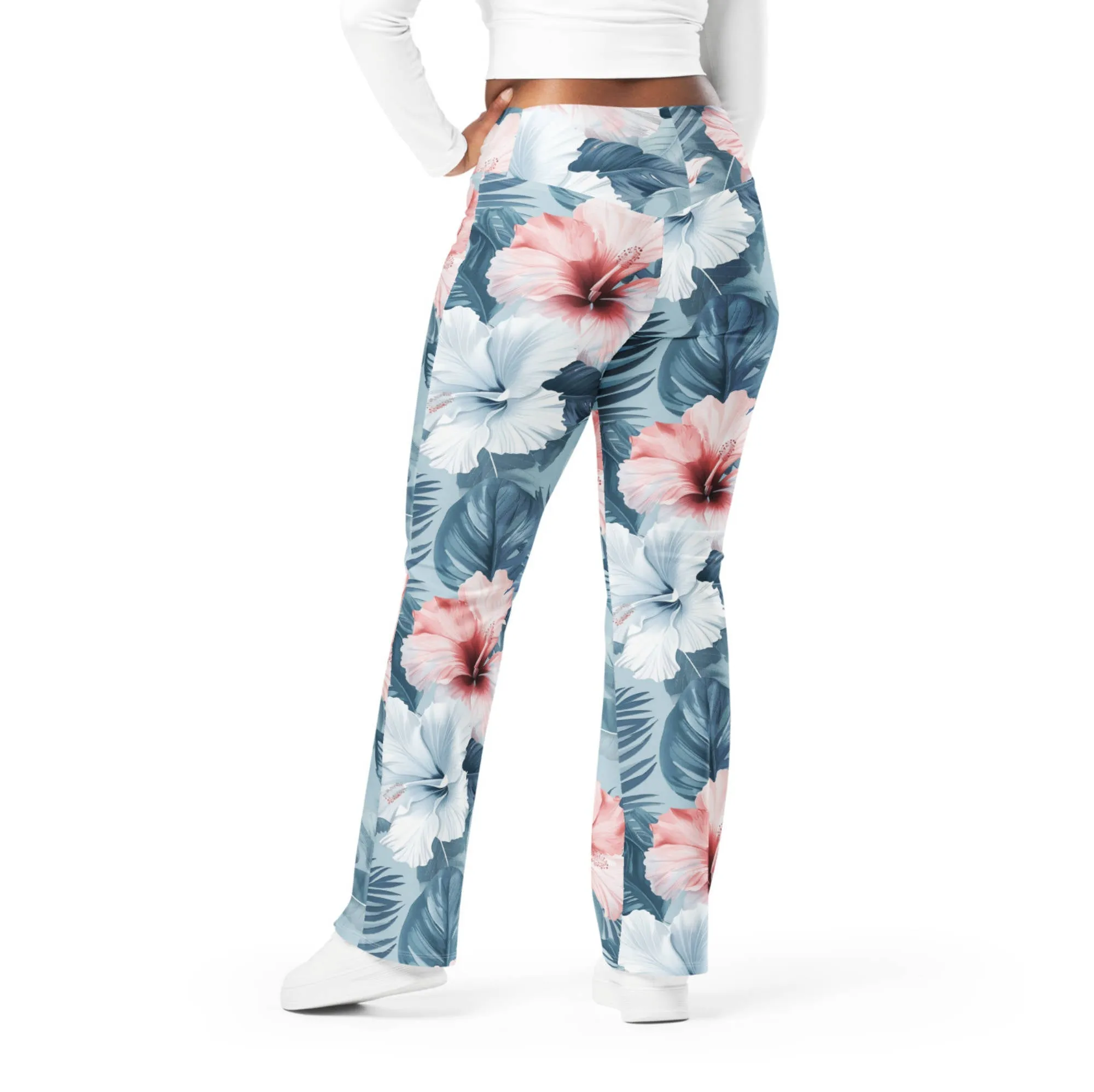 Recycled Flare leggings - Summer Hibiscus